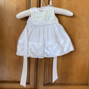 White satin flower girl dress for baby, 6 months